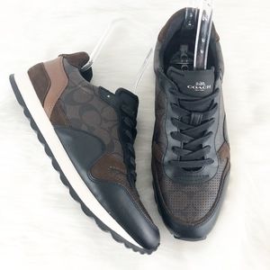 Coach Men's Brown Leather Monogram Runner Sneaker